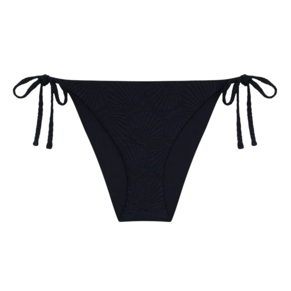 Chelsea Womens/Ladies Scallop Textured Side Tie Bikini Bottoms / Black